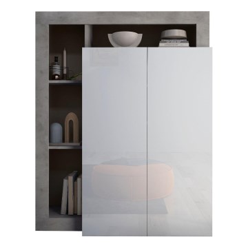 Armadio LENOR bianco/grigio cemento