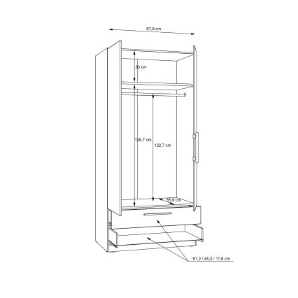 Armadio MARO 100 x 213 cm, rovere artisan