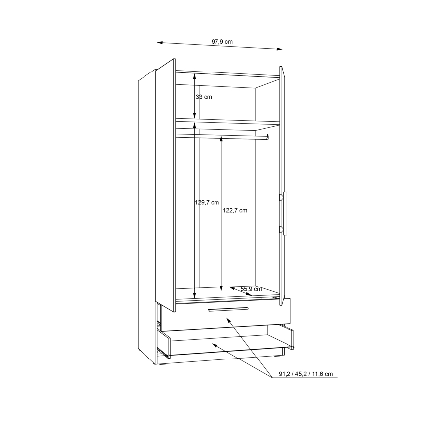 Armadio MARO 100x213 cm in rovere artisan