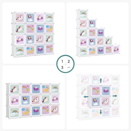 Armadio modulare per bambini con contenitori ANET colorato