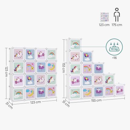 Armadio modulare per bambini con contenitori ANET colorato