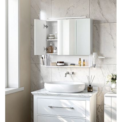 Armadio pensile da bagno con specchio LED SKY 70x70x16 cm 230V, bianco