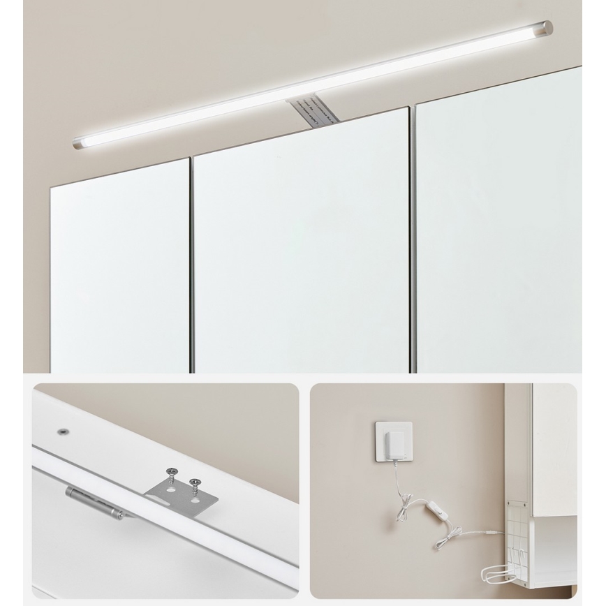 Armadio pensile da bagno con specchio LED SKY 70x70x16 cm 230V, bianco