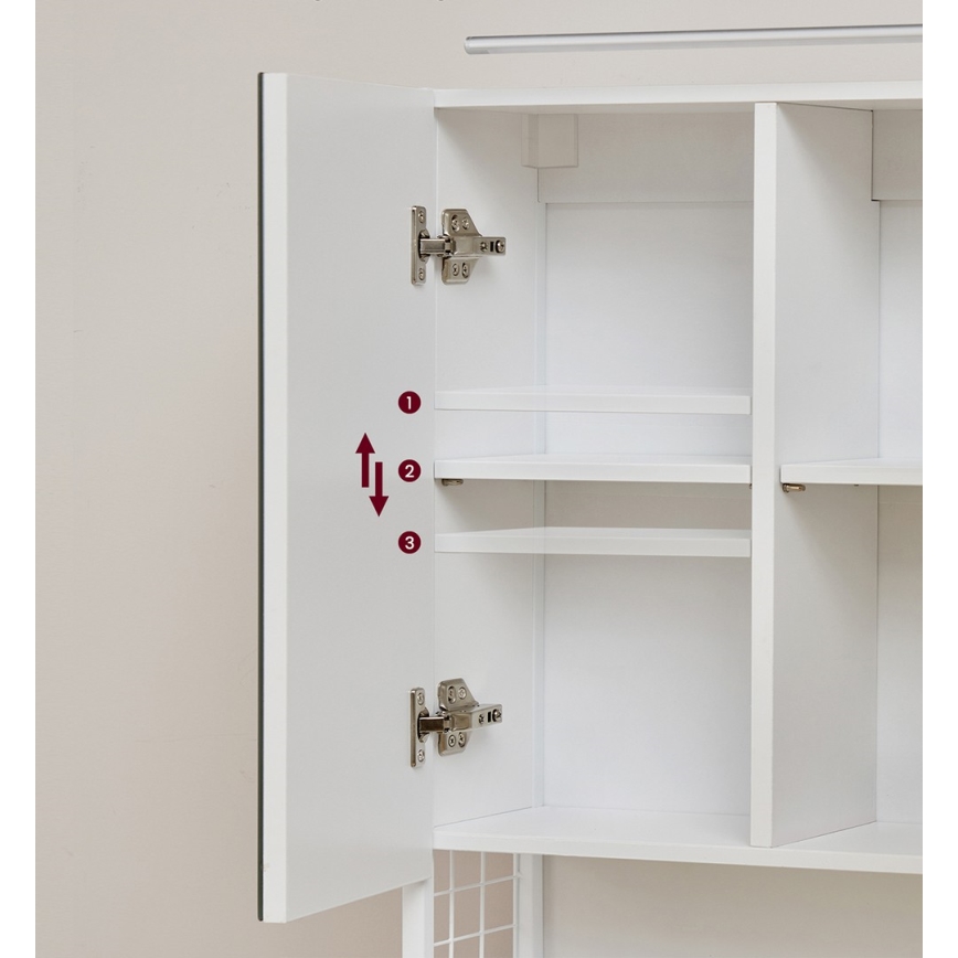 Armadio pensile da bagno con specchio LED SKY 70x70x16 cm 230V, bianco