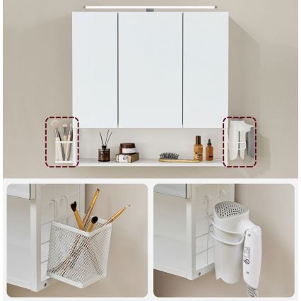 Armadio pensile da bagno con specchio LED SKY 70x70x16 cm 230V, bianco