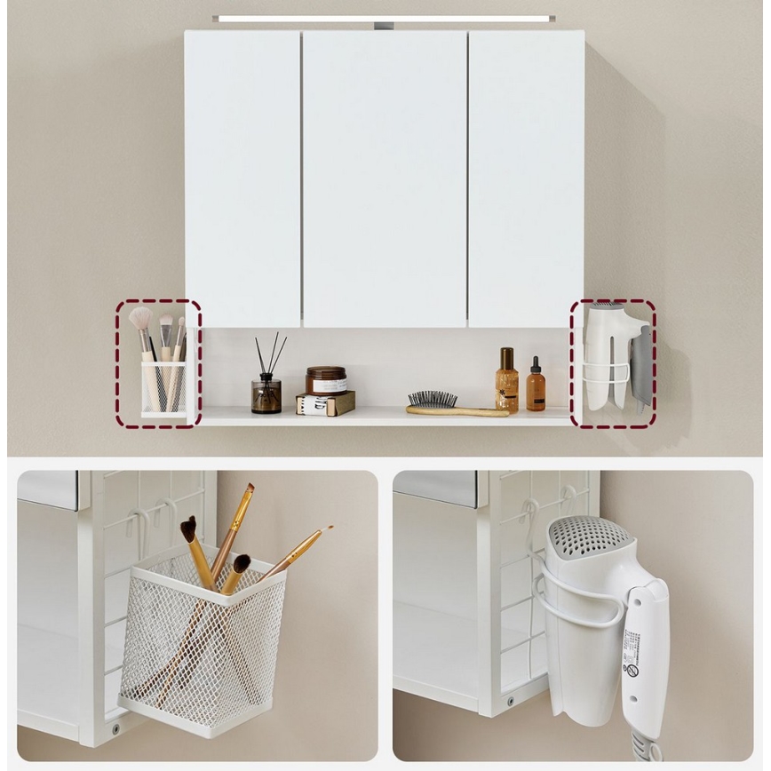 Armadio pensile da bagno con specchio LED SKY 70x70x16 cm 230V, bianco