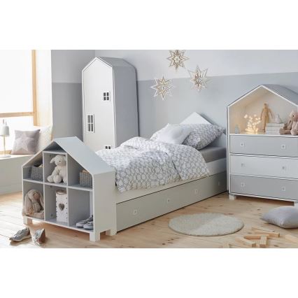 Armadio per bambini MIRUM 126x80 cm bianco/grigio