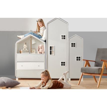 Armadio per bambini MIRUM 126x80 cm bianco/grigio