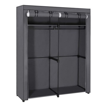 Armadio salvaspazio in tessuto con ripiani e asta appendiabiti MATIS 140x174 cm grigio