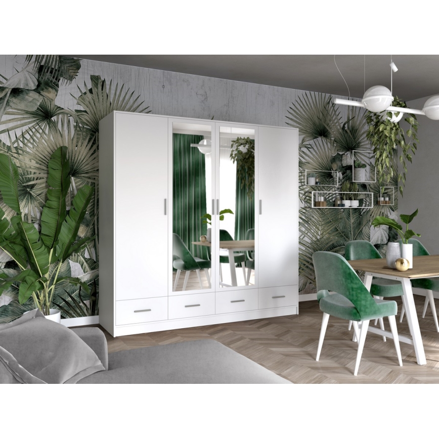 Armadio con specchio SANNA 200x215 cm bianco