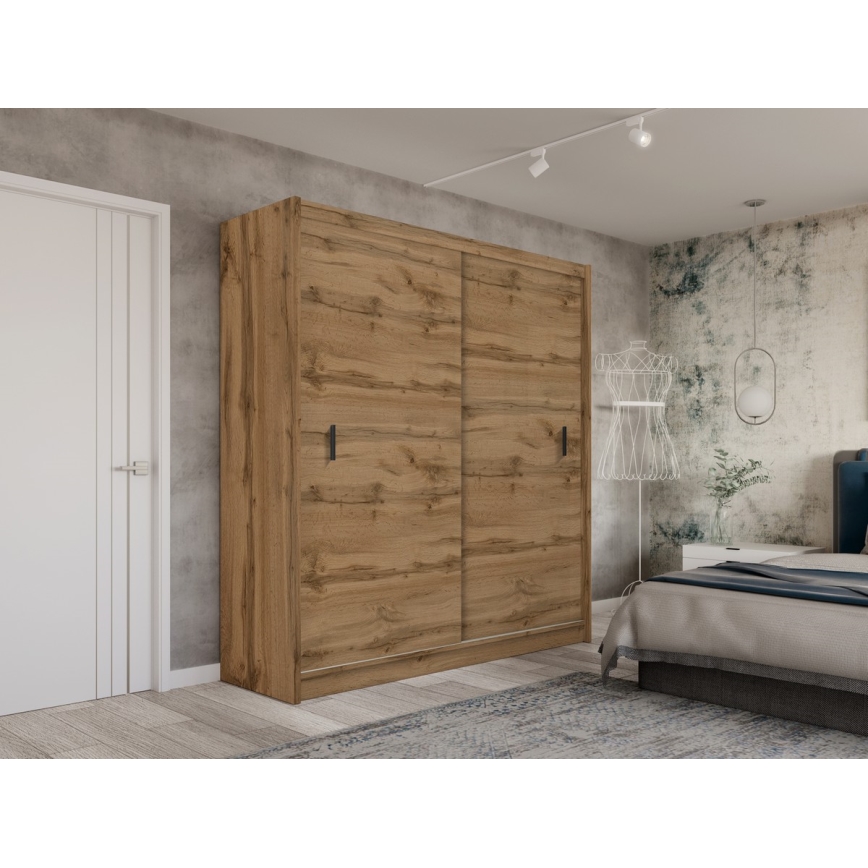 Armadio con ante scorrevoli SAPHIRA 203x215 cm rovere wotan