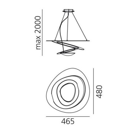 Artemide 1249020A - Lampadario a sospensione con filo LED dimmerabile PIRCE LED/27W/230V 3000K oro