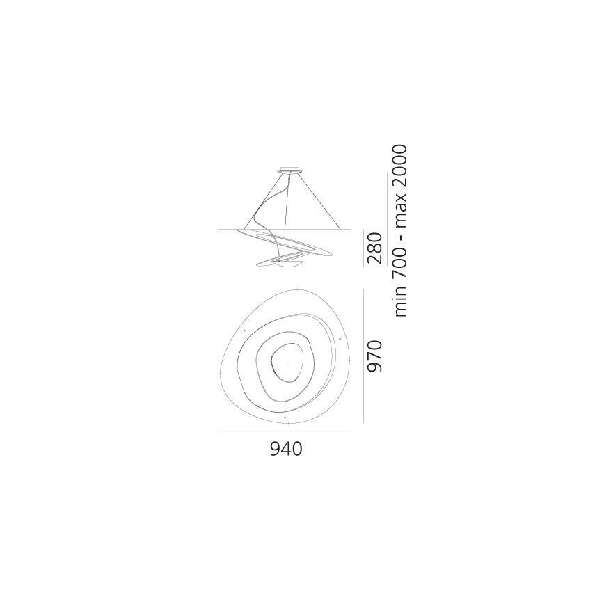 Artemide 1254110A - Lampadario a sospensione con filo LED dimmerabile PIRCE LED/44W/230V 3000K bianco