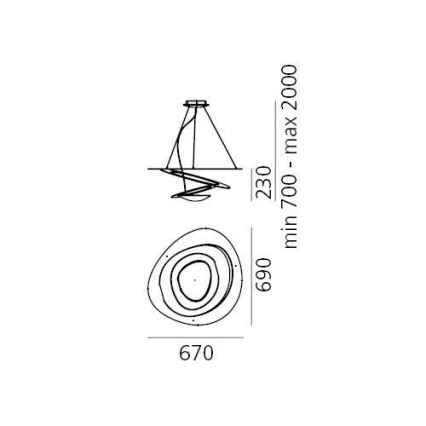 Artemide 1256110A - Lampadario a sospensione con filo LED dimmerabile PIRCE LED/44W/230V 3000K bianco