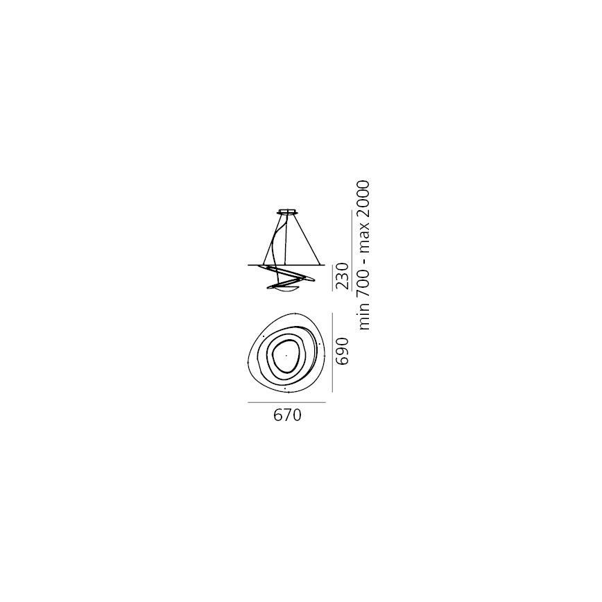 Artemide 1256120A - Lampadario a sospensione con filo LED dimmerabile PIRCE LED/44W/230V 3000K oro