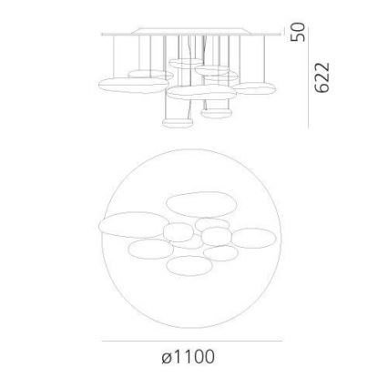 Artemide 1366110A - Lampadario a plafone LED dimmerabile MERCURY LED/58W/230V 3000K
