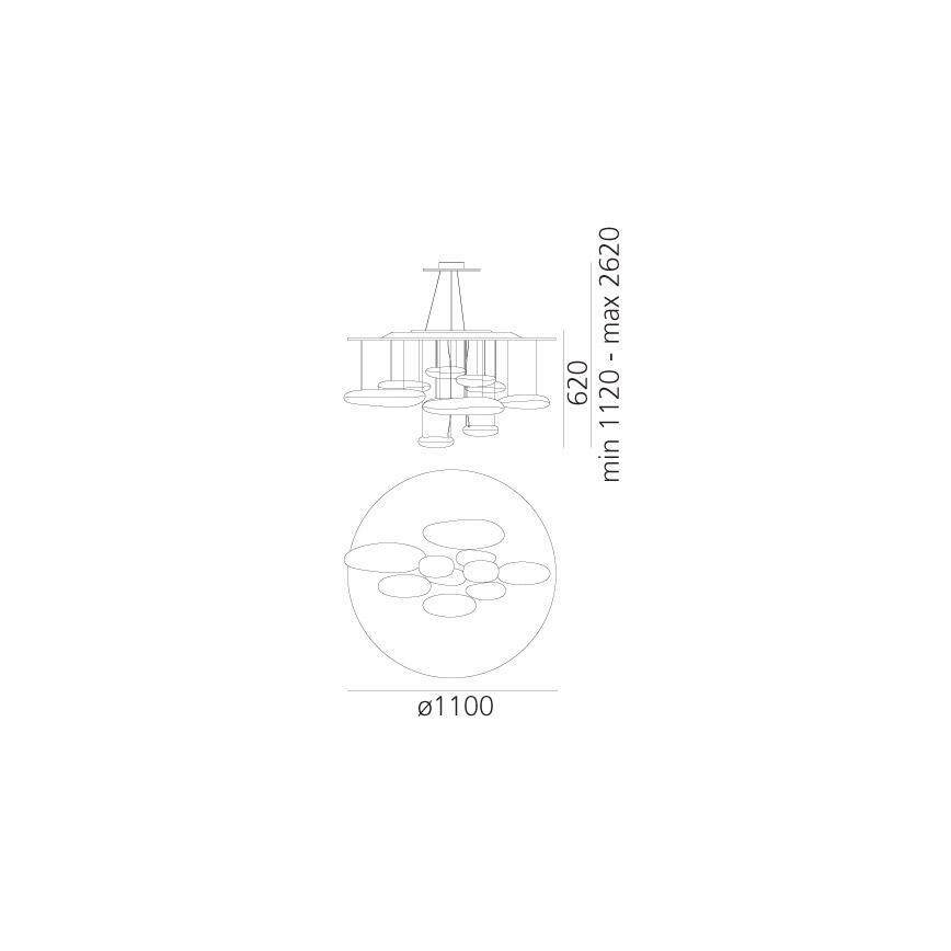 Artemide 1367110A - Lampadario a sospensione con filo LED dimmerabile MERCURY LED/58W/230V 3000K