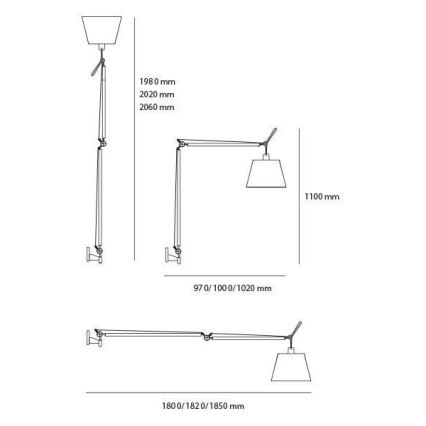 Artemide AR 0564010A+AR 0780030A+AR 0779010A COMPLETO - Lampada da terra TOLOMEO MEGA 1xE27/150W/230V