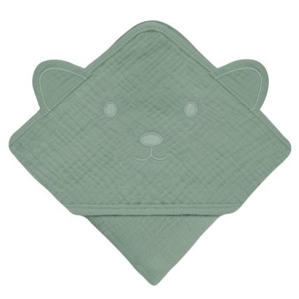 Asciugamano per bambini con cappuccio Lionelo MUSLIN HOODED TOWEL Foresta Verde