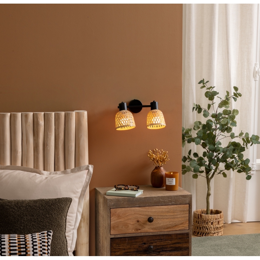 Atmosphera - Lampada a soffitto LIO 2xE27/25W/230V in bambù