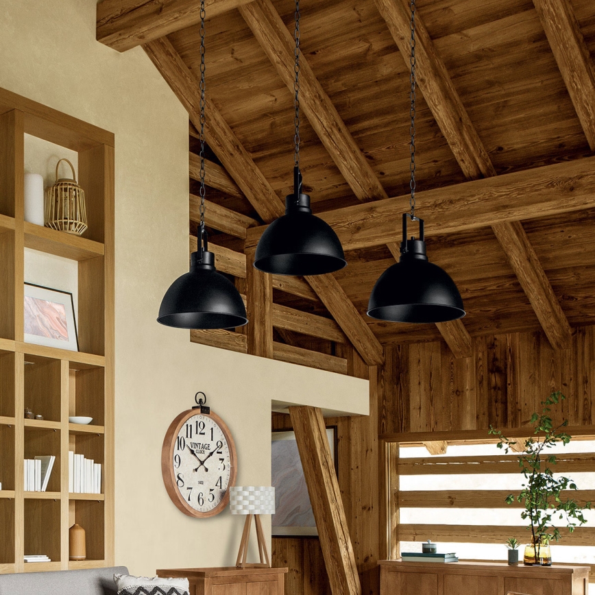 Atmosphera - Lampadario a sospensione con catena BASALT 1xE27/25W/230V nero
