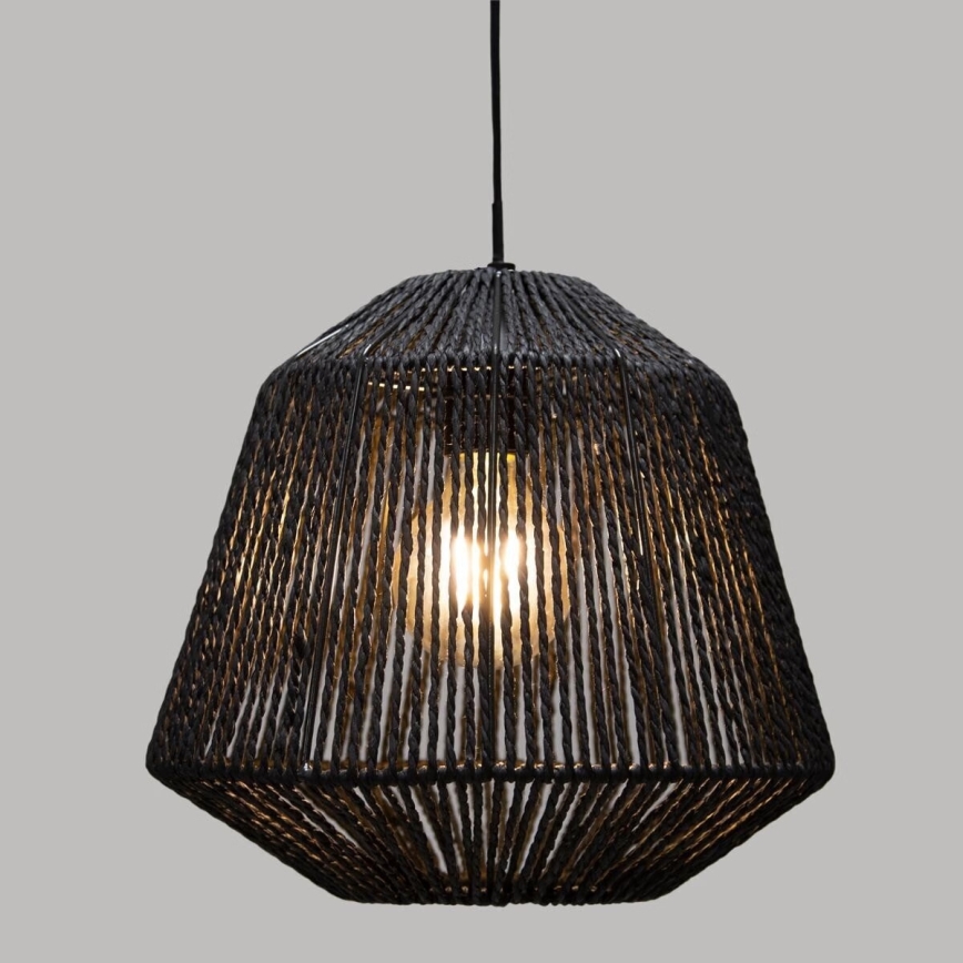 Atmosphera - Lampadario a sospensione con filo JILY 1xE27/40W/230V iuta nero
