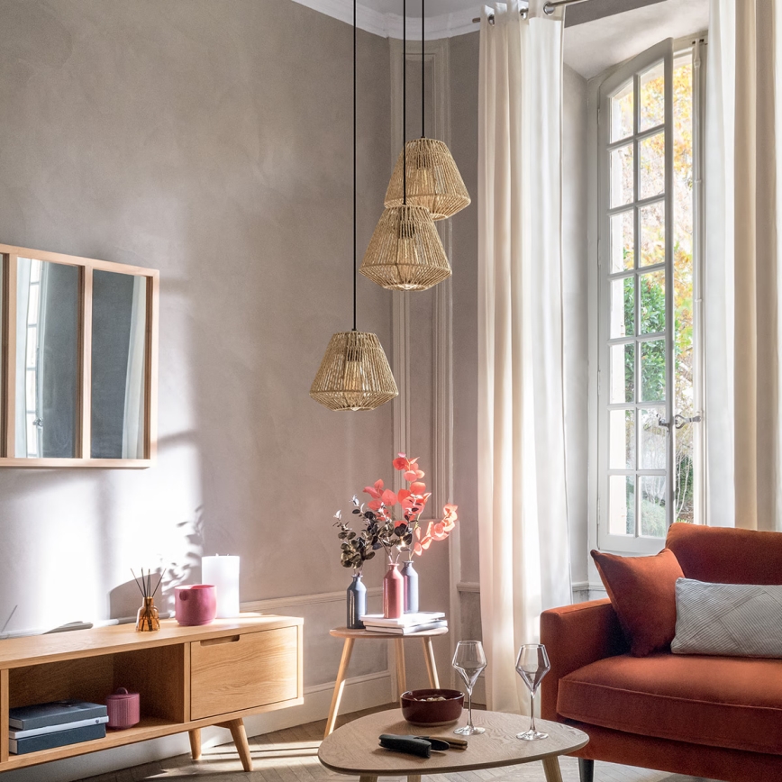 Atmosphera - Lampadario a sospensione con filo JILY 3xE27/40W/230V iuta