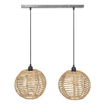 Atmosphera - Lampadario a sospensione con filo RANA 2xE27/40W/230V rattan