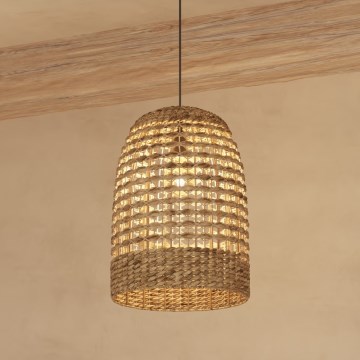 Atmosphera - Lampadario a sospensione con filo SAND 1xE27/40W/230V rattan/giacinto d'acqua