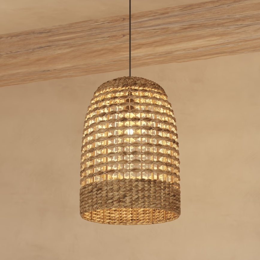 Atmosphera - Lampadario a sospensione con filo SAND 1xE27/40W/230V rattan/giacinto d'acqua