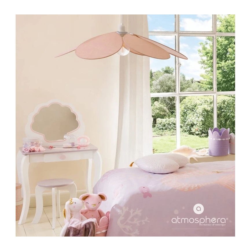 Atmosphera - Lampadario a sospensione per bambini PETAL 1xE27/40W/230V Ø 64 cm rosa