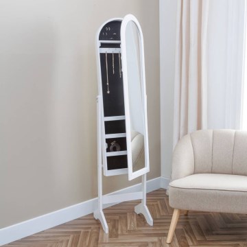 Atmosphera - Specchio a figura intera con portagioie LEXY 158x38 cm bianco