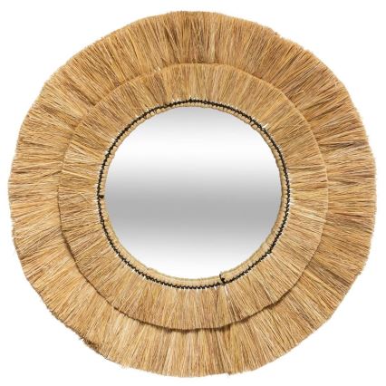 Atmosphera - Specchio da parete ALBA diametro 57 cm bastone di rafia