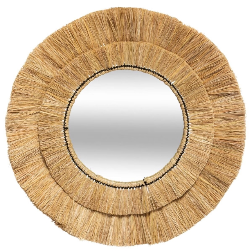 Atmosphera - Specchio da parete ALBA diametro 57 cm bastone di rafia