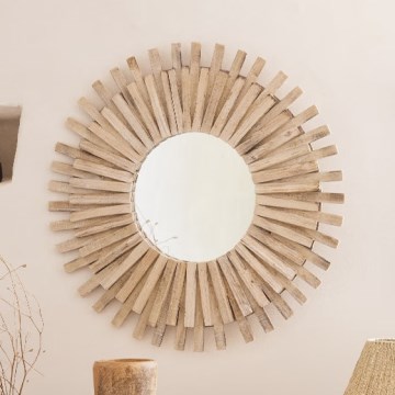 Atmosphera - Specchio da parete MANON diametro 88 cm abete