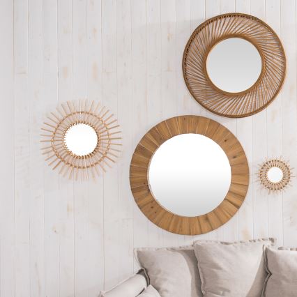 Atmosphera - Specchio da parete PAMELA diametro 83 cm abete