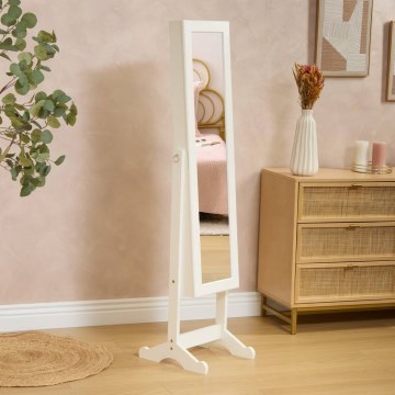 Atmosphera - Specchio da terra con portagioie KRISTIN 146,8x37 cm bianco