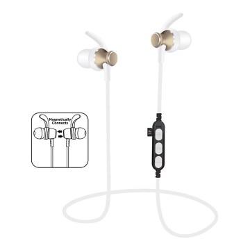 Auricolari Bluetooth con microfono e lettore MicroSD 80 mAh bianco/oro