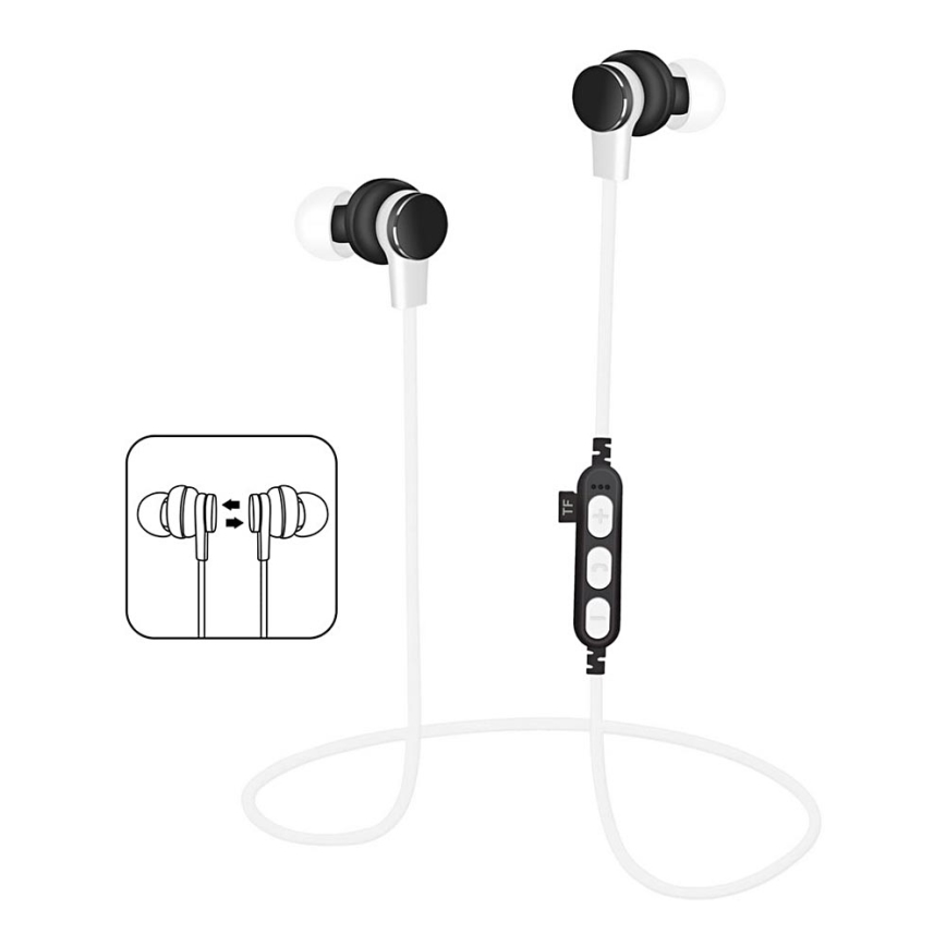 Auricolari Bluetooth con microfono e lettore MicroSD bianco/nero | Luciamo