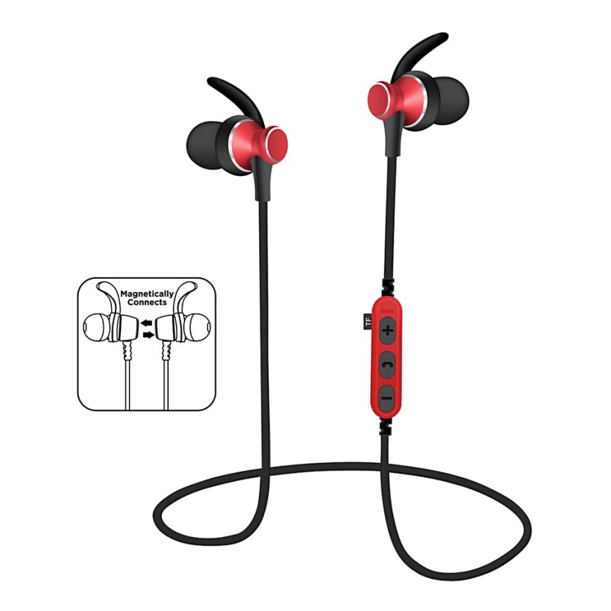 Auricolari Bluetooth con microfono e lettore MicroSD nero/rosso | Luciamo