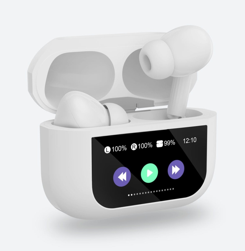 Auricolari wireless con display LCD bianco
