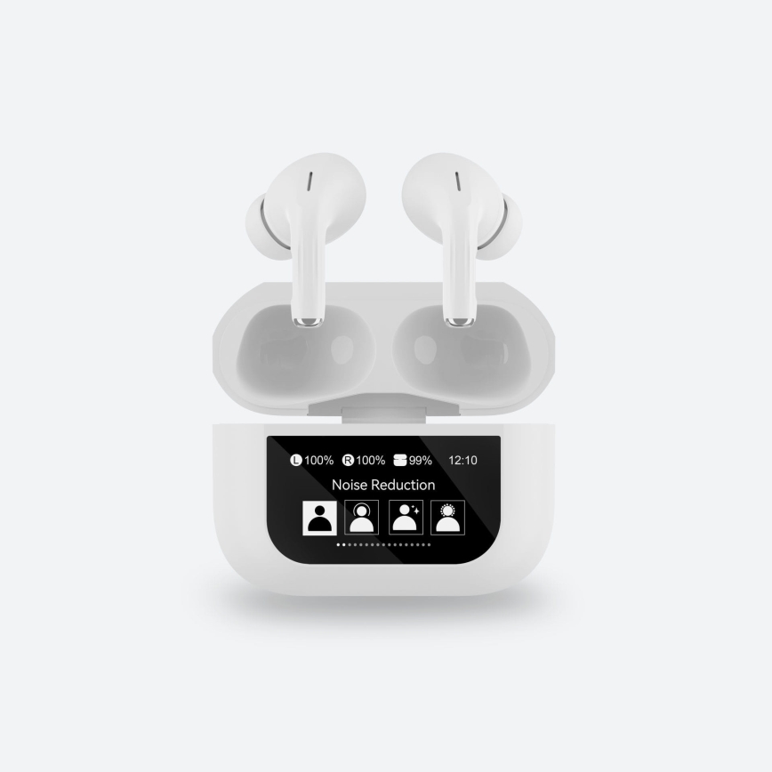 Auricolari wireless con display LCD bianco