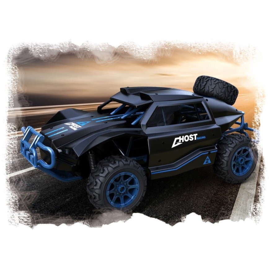 Auto da rally telecomandata nera/blu