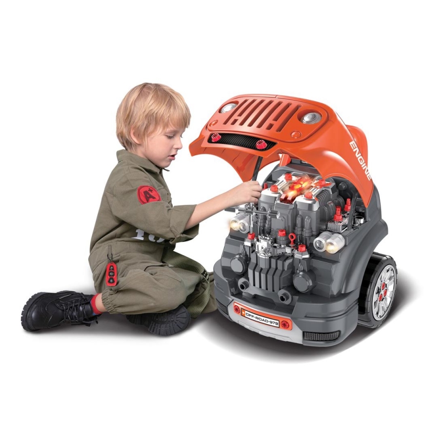 Autofficina per bambini 3xAAA + 1xCR2025 arancione/grigio