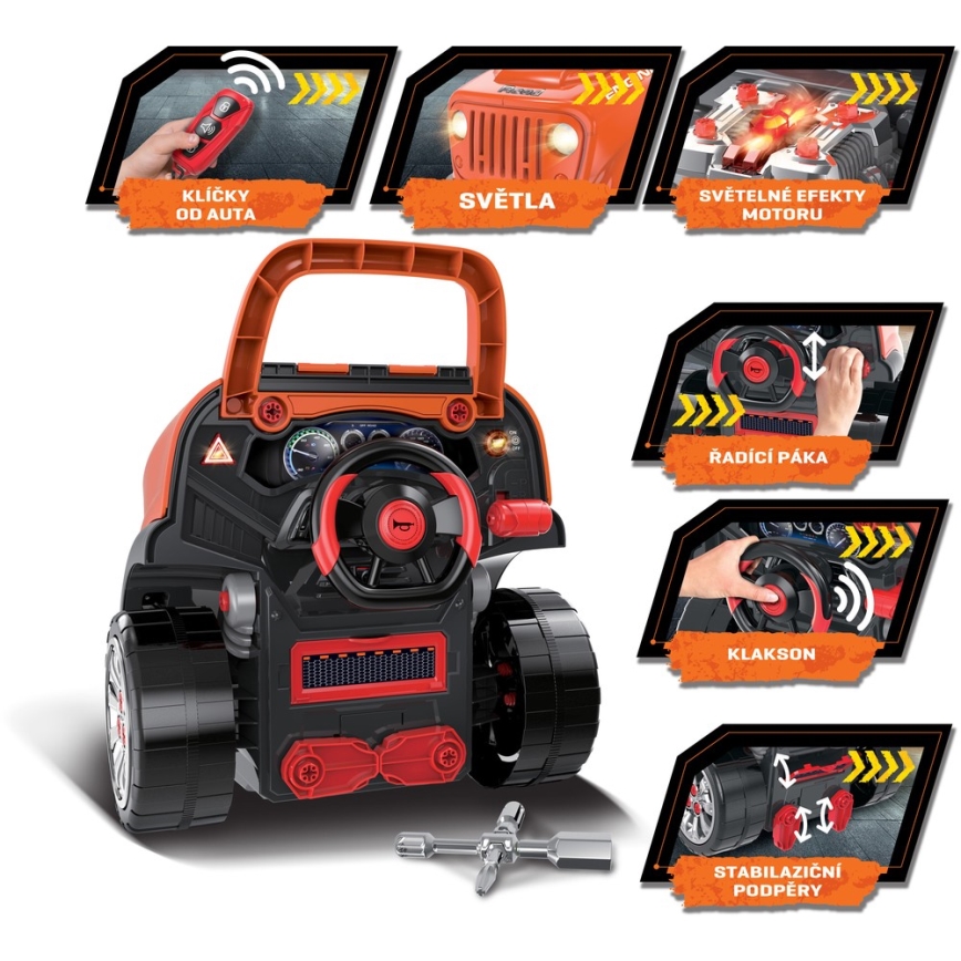 Autofficina per bambini 3xAAA + 1xCR2025 arancione/grigio