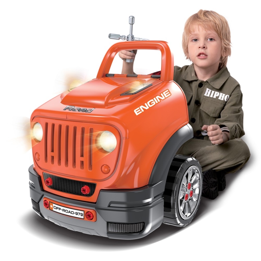 Autofficina per bambini 3xAAA + 1xCR2025 arancione/grigio