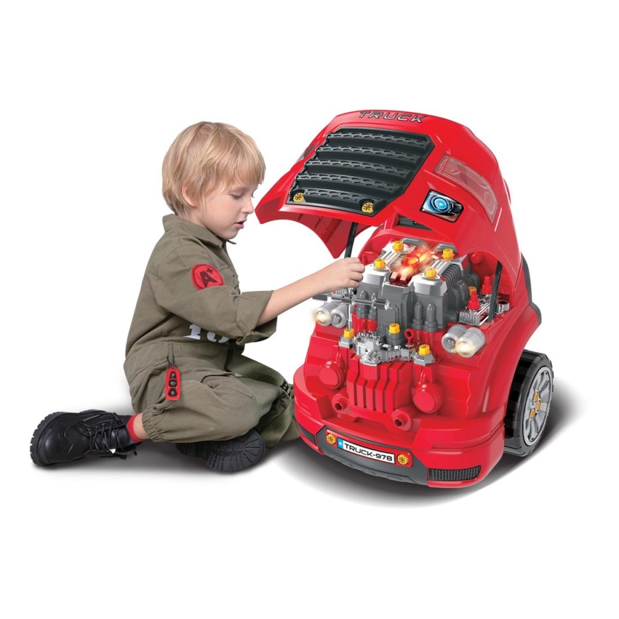 Autofficina per bambini 3xAAA + 1xCR2025 rosso