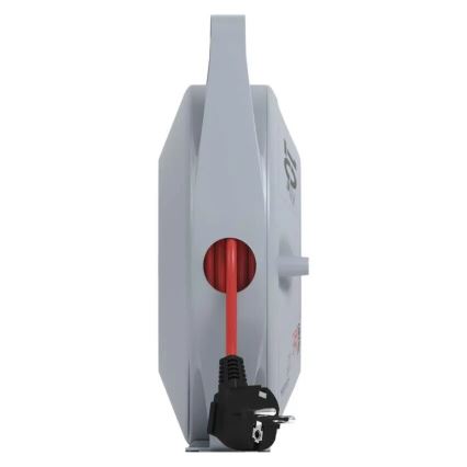 Avvolgicavo con 4 prese, 10 m, grigio/rosso