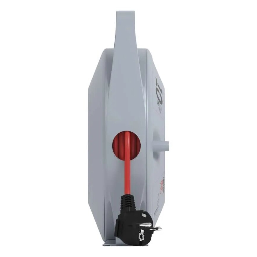 Avvolgicavo con 4 prese, 10 m, grigio/rosso