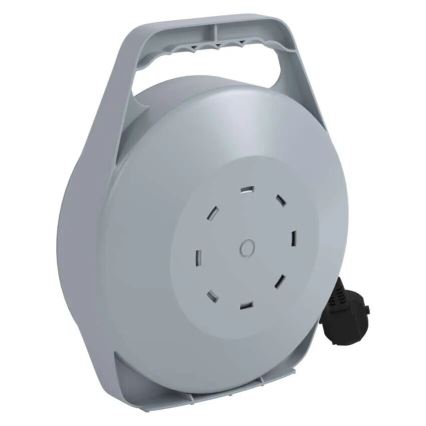 Avvolgicavo con 4 prese, 10 m, grigio/rosso